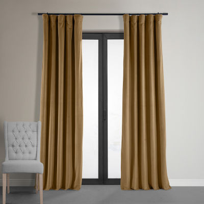 Exclusive Fabrics & Furnishing Signature Velvet Rod Pocket Back Tab Blackout Single Curtain Panels