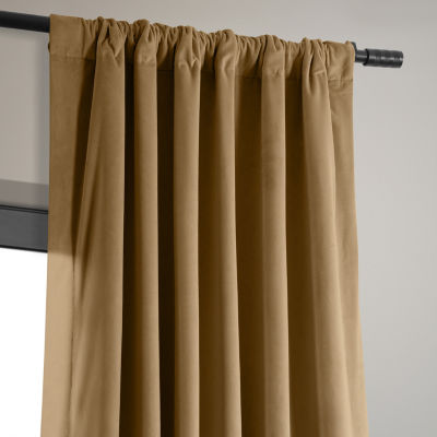 Exclusive Fabrics & Furnishing Signature Velvet Rod Pocket Back Tab Blackout Single Curtain Panels