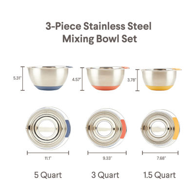 Ayesha Curry Stainless Steel 3-pc. Mixing Bowl Set