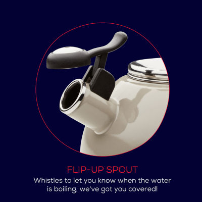 Circulon Enamel On Steel 2-Qt. Whistling Induction Tea Kettle with Flip-Up Spout