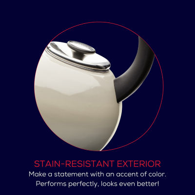 Circulon Enamel On Steel 2-Qt. Whistling Induction Tea Kettle with Flip-Up Spout