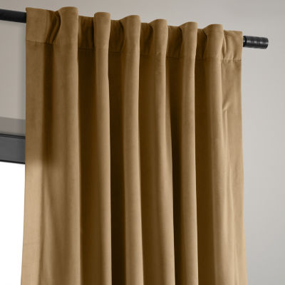 Exclusive Fabrics & Furnishing Signature Velvet Rod Pocket Back Tab Blackout Single Curtain Panels