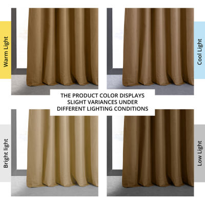 Exclusive Fabrics & Furnishing Signature Velvet Rod Pocket Back Tab Blackout Single Curtain Panels