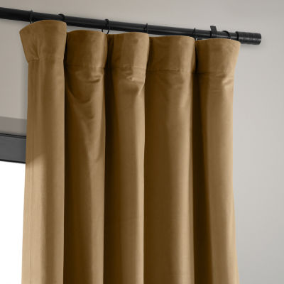 Exclusive Fabrics & Furnishing Signature Velvet Rod Pocket Back Tab Blackout Single Curtain Panels