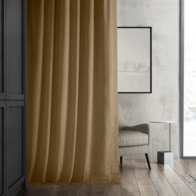 Exclusive Fabrics & Furnishing Signature Velvet Rod Pocket Back Tab Blackout Single Curtain Panels