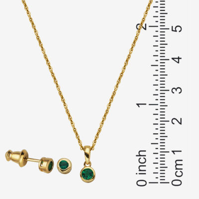 Girls 2-pc. Lab Created Emerald 18K Gold Over Silver Jewelry Set