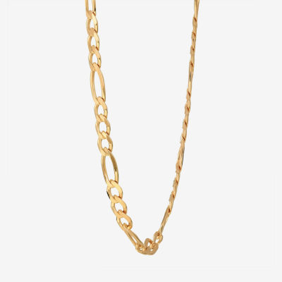 Made in Italy 18K Gold Over Silver 24 Inch Solid Figaro Chain Necklace