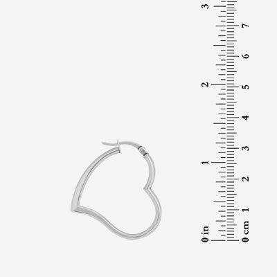 Womens Sterling Silver 27.4mm Heart Hoop Earrings