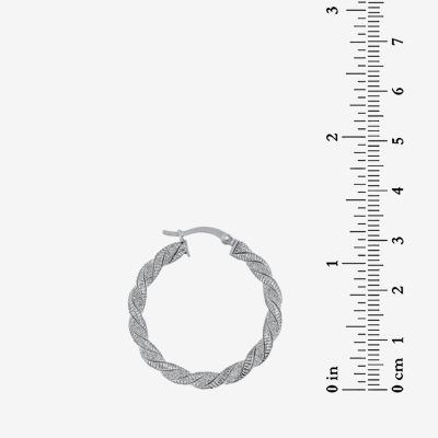 Womens Sterling Silver 35mm Hoop Earrings
