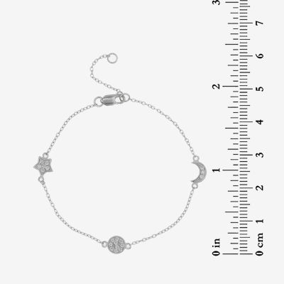DiamonArt® Sterling Silver 7 Inch Hollow Cable Ankle Bracelet