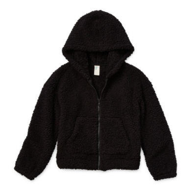 Black Sherpa Zip Up Hoodie