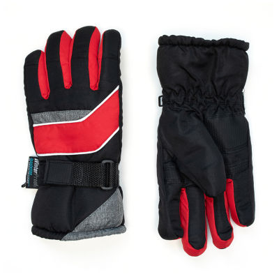 WinterProof Little & Big Boys Cold Weather Gloves, Color Black Red
