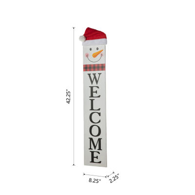 Glitzhome Reversible Wooden Snowman Christmas Porch Sign