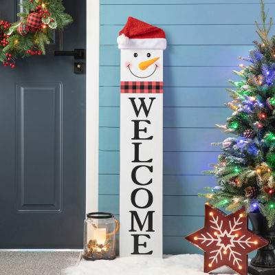 Glitzhome Reversible Wooden Snowman Christmas Porch Sign