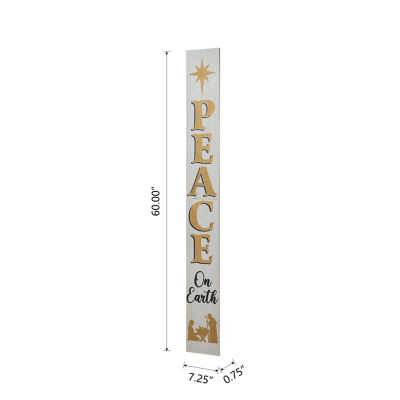 Glitzhome Wooden Nativity Peace Christmas Porch Sign