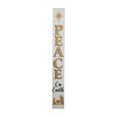 Glitzhome Wooden Nativity Peace Christmas Porch Sign