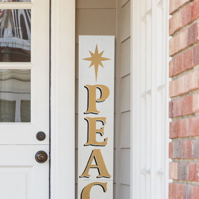 Glitzhome Wooden Nativity Peace Christmas Porch Sign