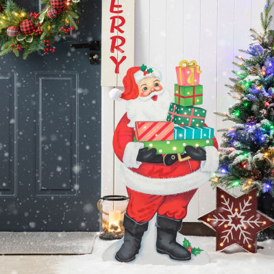 Glitzhome Wooden Santa Gifts Decor Christmas Porch Sign