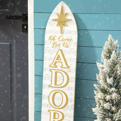 Glitzhome Wood Nativity Decor Christmas Porch Sign