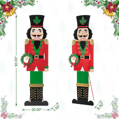 Glitzhome Metal Nutcracker Decor Christmas Porch Sign