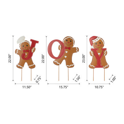 Glitzhome Metal Joy Gingerbread Man Christmas Yard Art