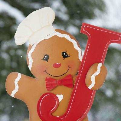 Glitzhome Metal Joy Gingerbread Man Christmas Yard Art