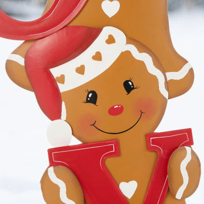 Glitzhome Metal Joy Gingerbread Man Christmas Yard Art