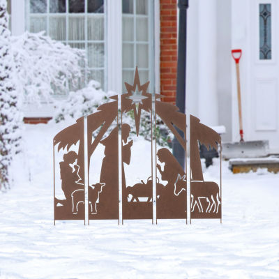 Glitzhome Metal Nativity Combo Christmas Yard Art