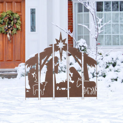 Glitzhome Metal Nativity Combo Christmas Yard Art