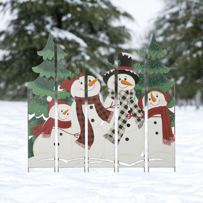 Glitzhome Metal Snowman Family Combo Christmas Holiday Yard Art