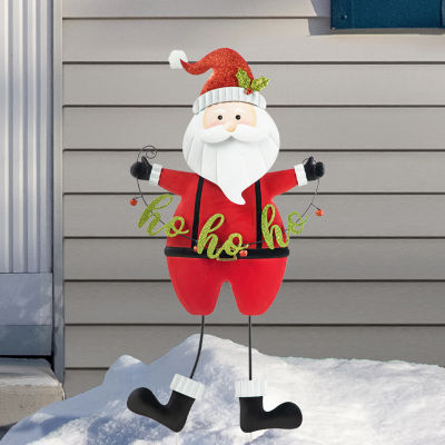 Glitzhome Metal Santa Hohoho Christmas Yard Art