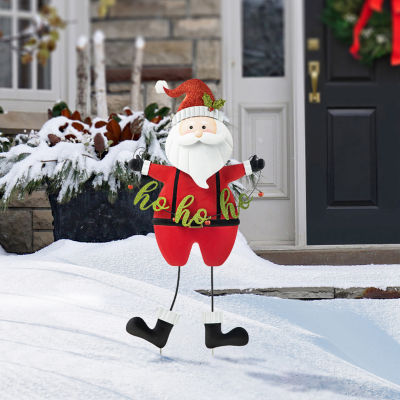 Glitzhome Metal Santa Hohoho Christmas Yard Art