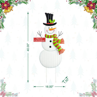 Glitzhome Metal Snowman Christmas Holiday Yard Art