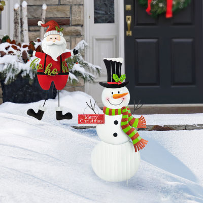 Glitzhome Metal Snowman Christmas Holiday Yard Art