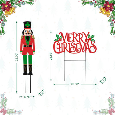 Glitzhome Set Of 3 Metal Nutcracker Christmas Yard Art