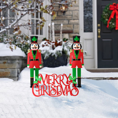 Glitzhome Set Of 3 Metal Nutcracker Christmas Yard Art