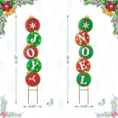 Glitzhome Set Of 2 Metal Ornament Christmas Yard Art