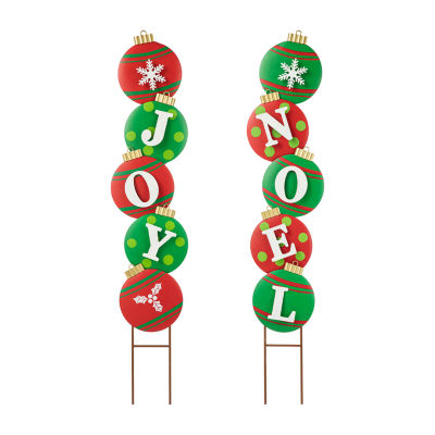 Glitzhome Set Of 2 Metal Ornament Christmas Yard Art