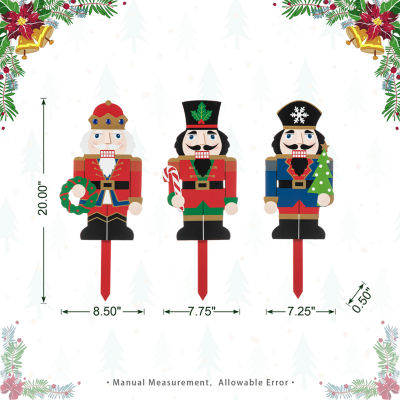 Glitzhome Set Of 3 Wooden Nutcracker Christmas Yard Art