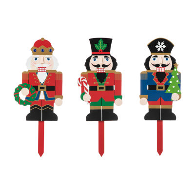 Glitzhome Set Of 3 Wooden Nutcracker Christmas Yard Art