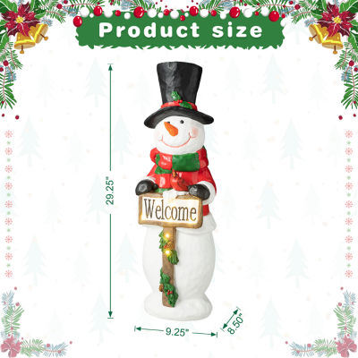 Glitzhome Resin Snowman Decor Christmas Porch Sign