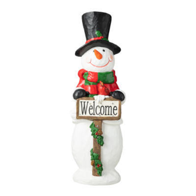 Glitzhome Resin Snowman Decor Christmas Porch Sign