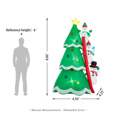 Glitzhome 8ft Lighted Snowman Tree Christmas Outdoor Inflatable