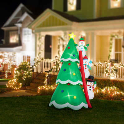 Glitzhome 8ft Lighted Snowman Tree Christmas Outdoor Inflatable