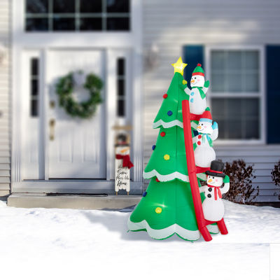 Glitzhome 8ft Lighted Snowman Tree Christmas Outdoor Inflatable