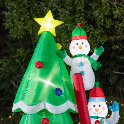 Glitzhome 8ft Lighted Snowman Tree Christmas Outdoor Inflatable