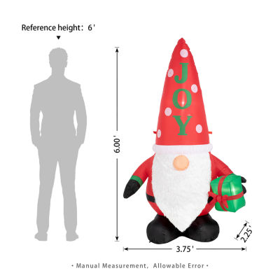 Glitzhome 6ft Lighted Gnome Decor Christmas Outdoor Inflatable