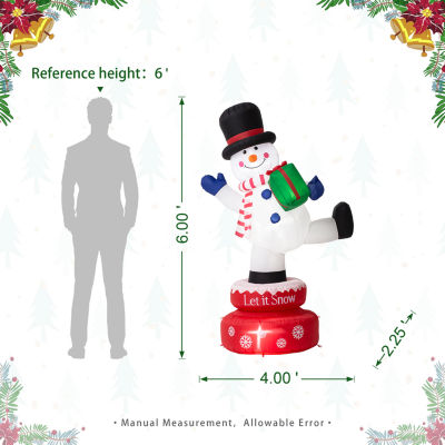 Glitzhome 6ft Lighted Rotating Snowman Christmas Outdoor Inflatable