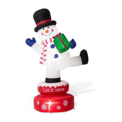 Glitzhome 6ft Lighted Rotating Snowman Christmas Outdoor Inflatable