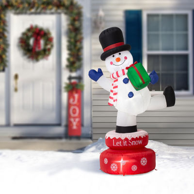 Glitzhome 6ft Lighted Rotating Snowman Christmas Outdoor Inflatable